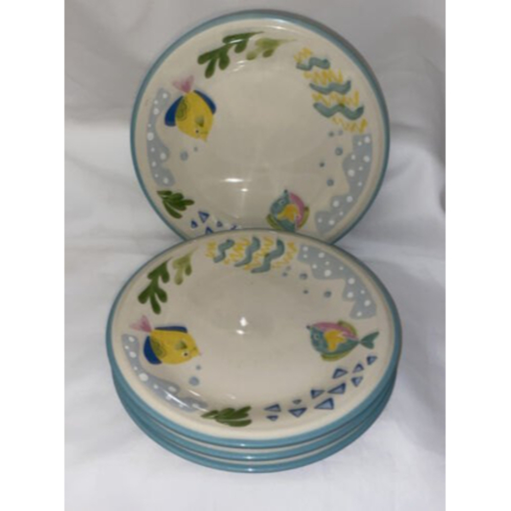 Studio Nova Barrier Reef Y2310 4 Salad Plates Tropical Fish Sea Plants 8 7/8"D
